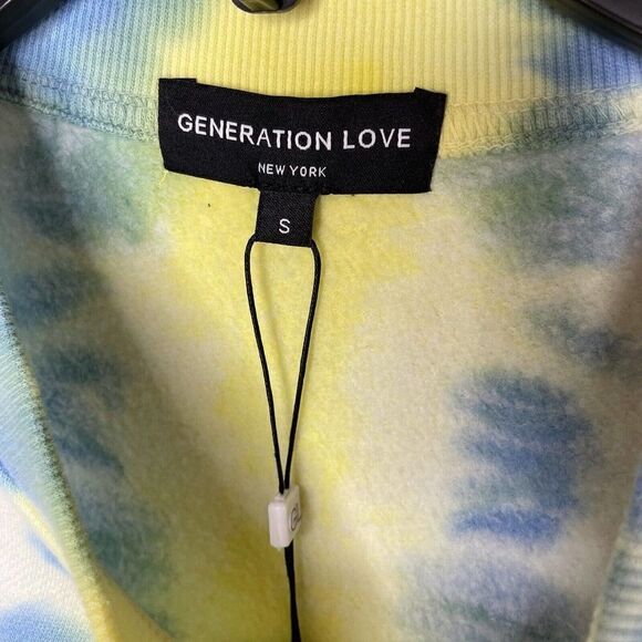Generation Love Blue Tie-Dye Abella Ruffle Sweatshirt NEW $148 Womens Small S - Picture 9 of 12
